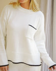 Just Cruizin : Jesse Cotton Roundneck Knit - Linen + Black Tipping