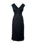 Linen V-Neck Dress | Black