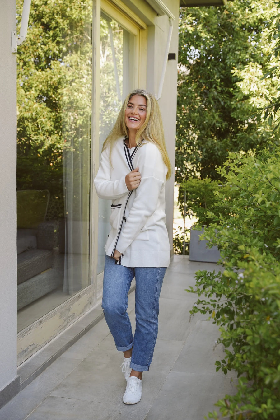 Just Cruizin : Wren Cotton Boyfriend Cardigan - Linen Black