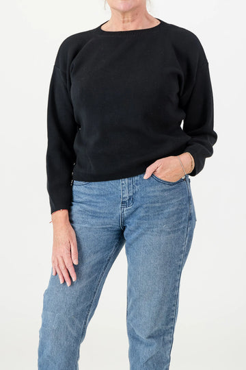 Just Cruizin : Sasha Cotton Boxy Knit - Black