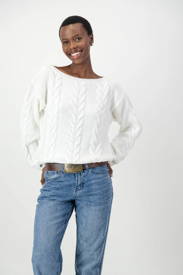 Just Cruizin : Avery Cotton Cable Knit - Linen