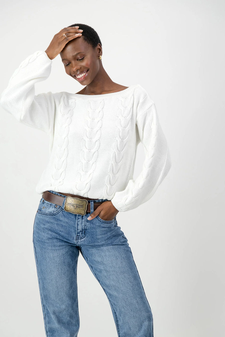 Just Cruizin : Avery Cotton Cable Knit - Linen