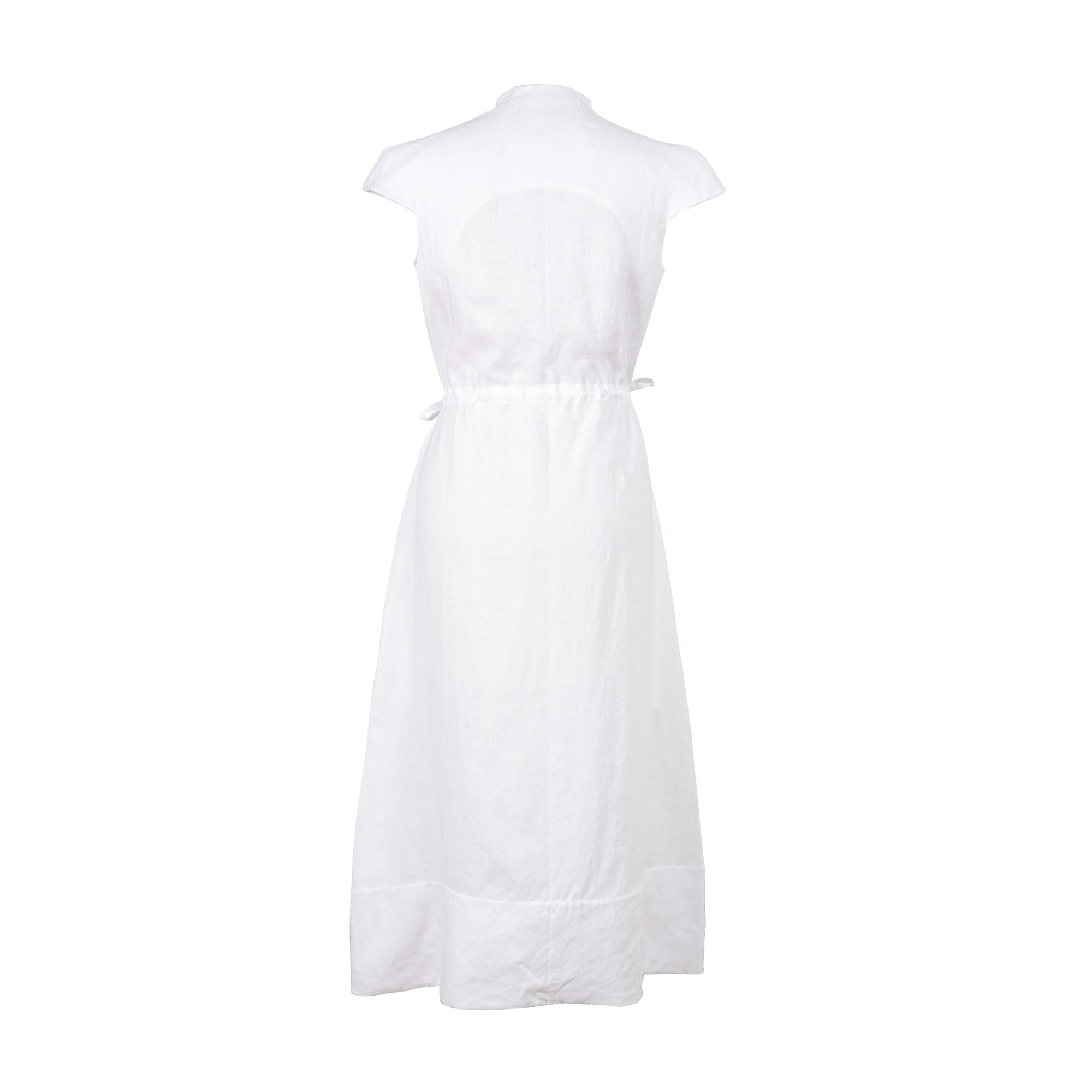Pure Linen Cap Sleeve Dress | White