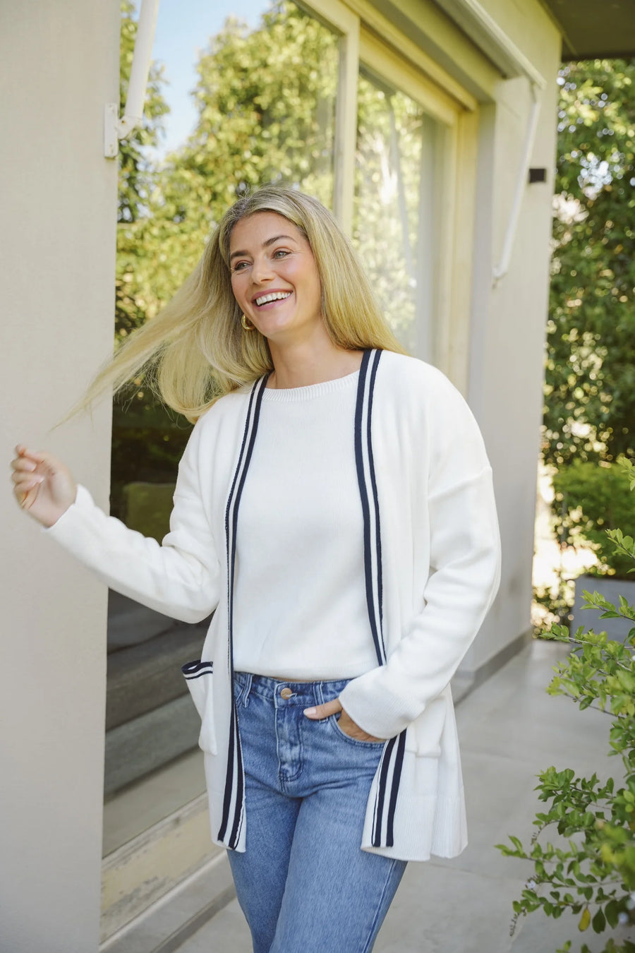 Just Cruizin : Wren Cotton Boyfriend Cardigan - Linen Black