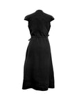 Pure Linen Cap Sleeve Dress | Black
