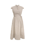 Pure Linen Cap Sleeve Dress | Natural